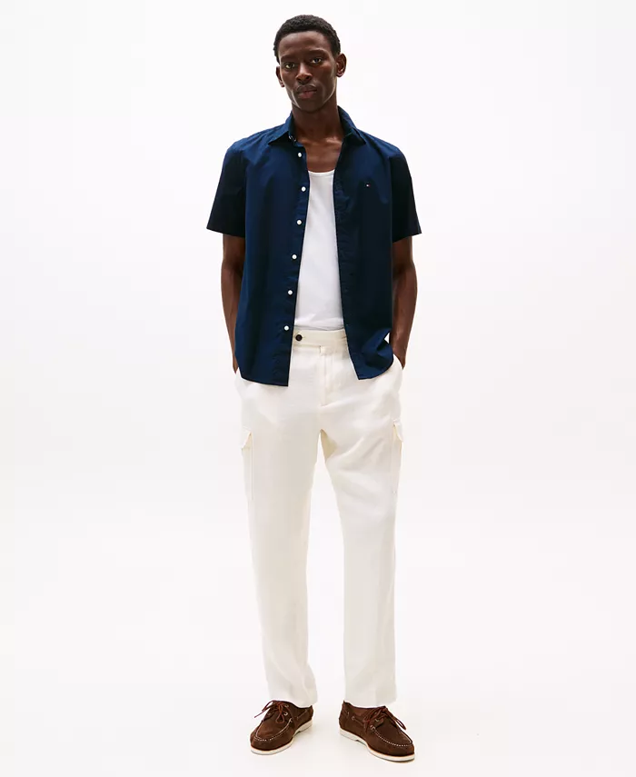 Мужская рубашка с коротким рукавом Flex Poplin Regular Fit Tommy Hilfiger, синий — фото 4