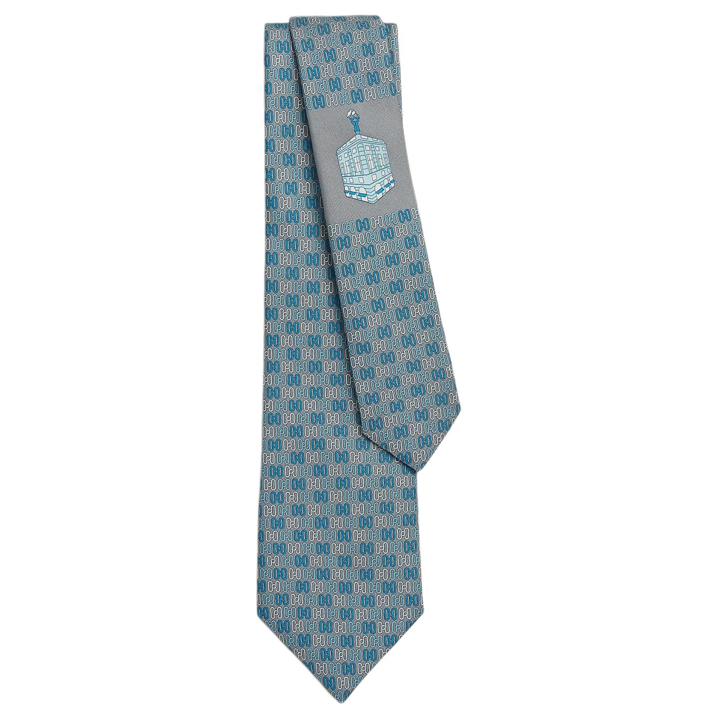 

HERMES Faubourg Silk Ties Men's Blue/Gray