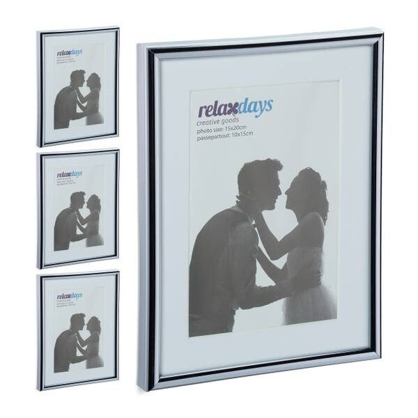 

4xРамка для фотографий Relaxdays 15x20 cm silber, серебристый/белый