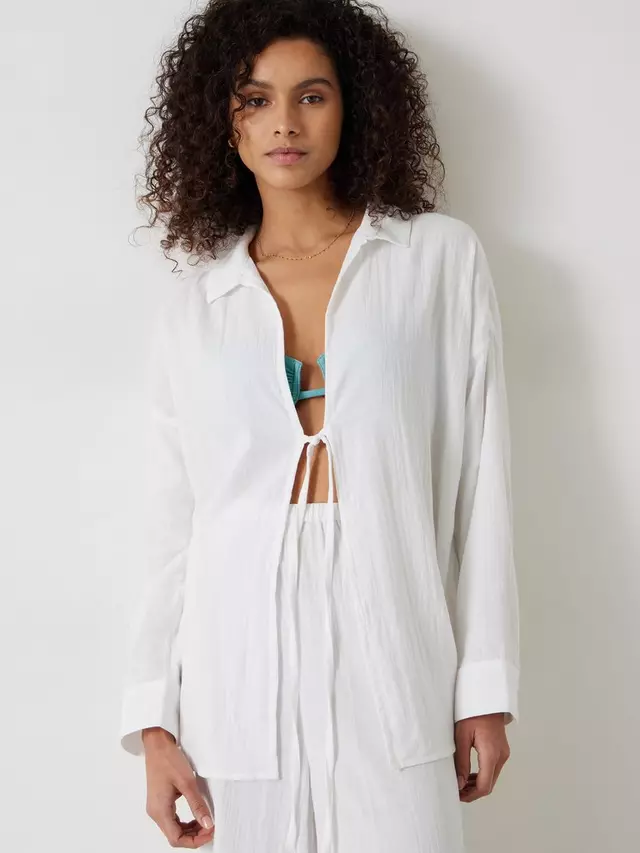 

Рубашка HUSH Elodie Tie Front Beach, белый