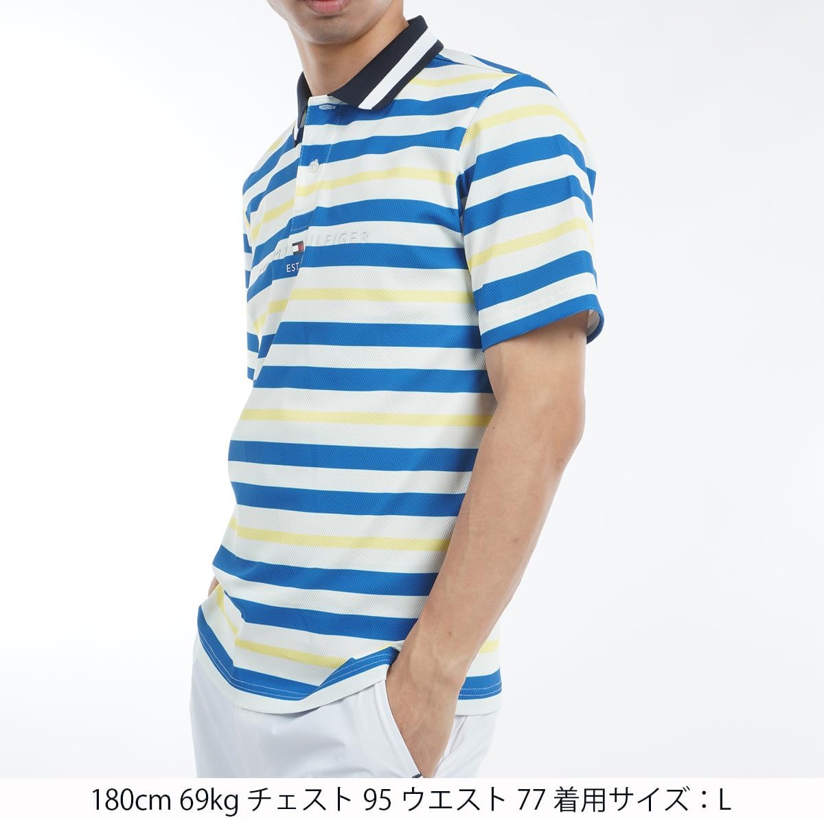 Мужская поло-рубашка Tommy Hilfiger Golf Classic THMA506 с коротким рукавом и многослойной отделкой, желтый — фото 2