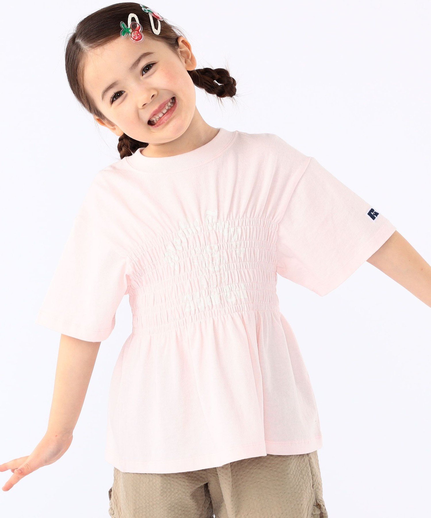 Футболка с коротким рукавом RUSSELL ATHLETIC: 100-130 см / с присборенным принтом SHIPS KIDS, Pink
