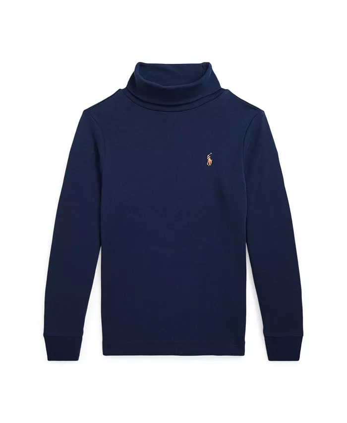 

Маленькая водолазка для мальчиков и малышей из хлопкового интерлока Polo Ralph Lauren, синий