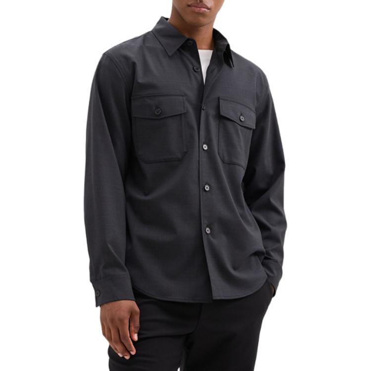 

Рубашка мужская темный charcoal gray THEORY, серый