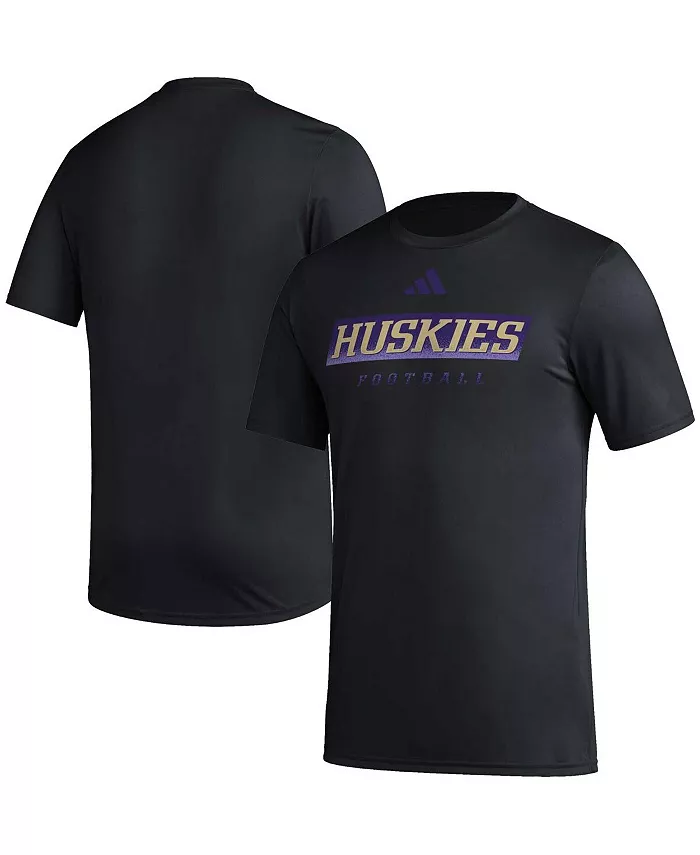 

Мужская черная футболка для тренировок Washington Huskies Football AEROREADY Pregame adidas