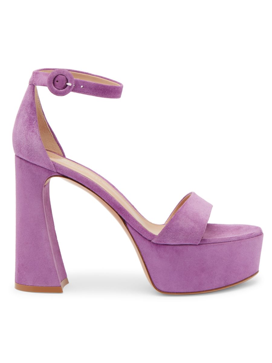 Замшевые босоножки Holly с открытым носком на платформе Gianvito Rossi, цвет Freesia