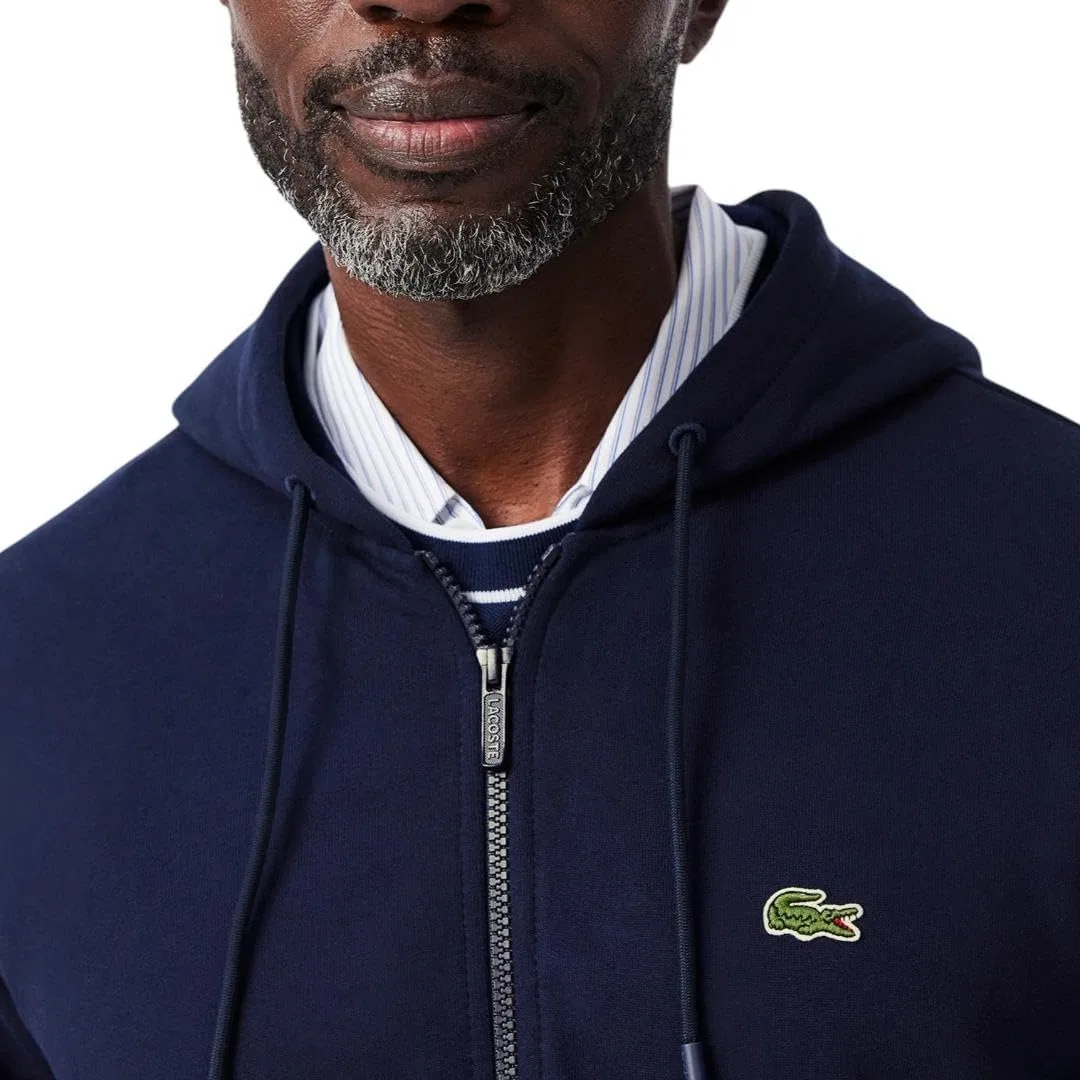 Толстовка мужская Lacoste с капюшоном на молнии, классическая, серый — фото 2