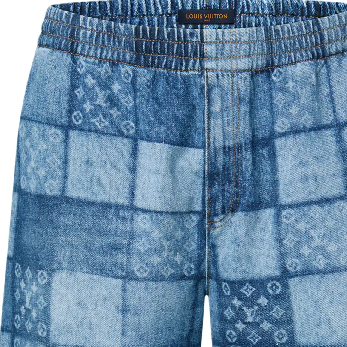 Джинсовые шорты Monogram Denim Shorts LOUIS VUITTON синие — фото 3