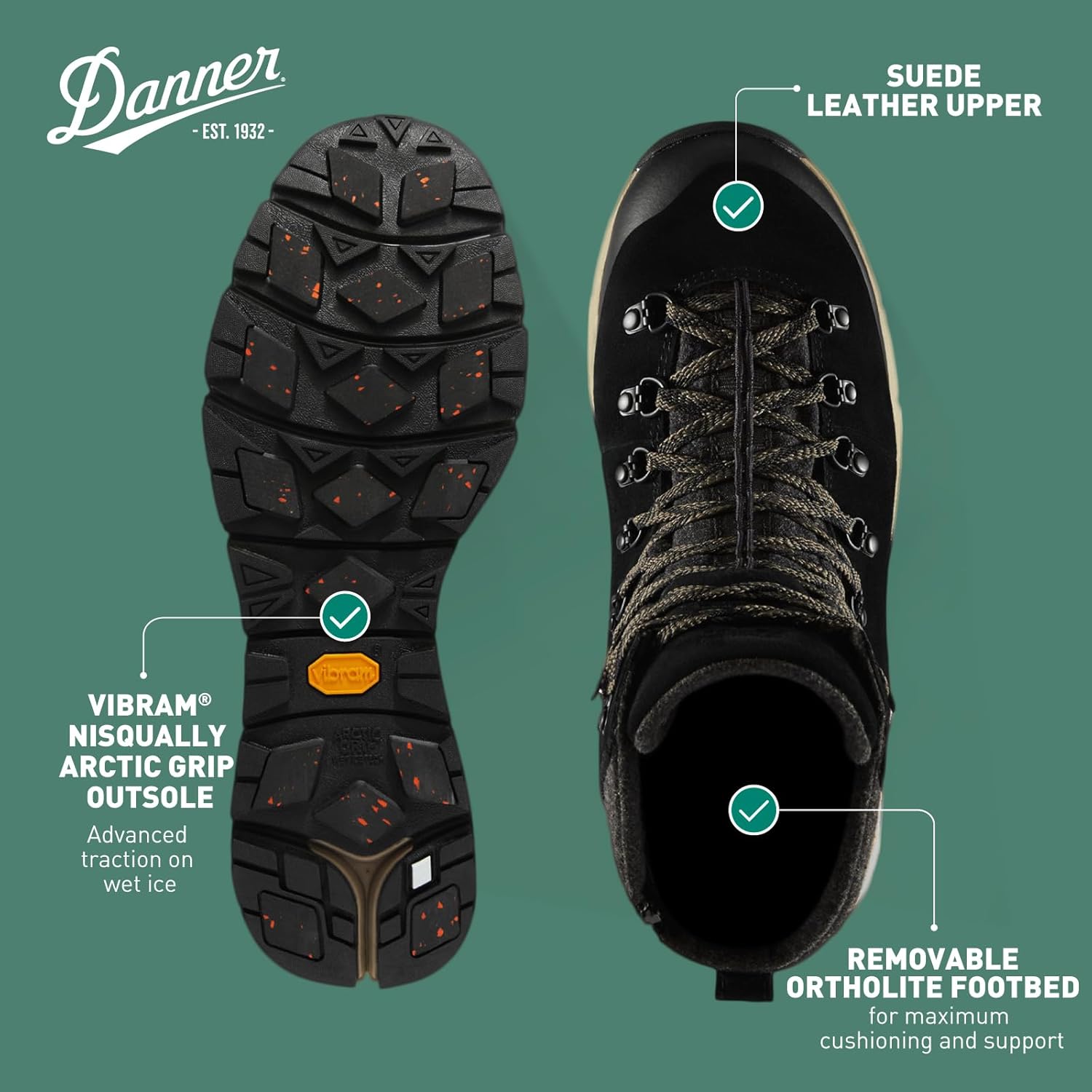 Мужские водонепроницаемые туристические ботинки Danner Arctic 600 Side-Zip 7 200G, утепленные, прочные, для любых погодных условий, черный/коричневый — фото 4