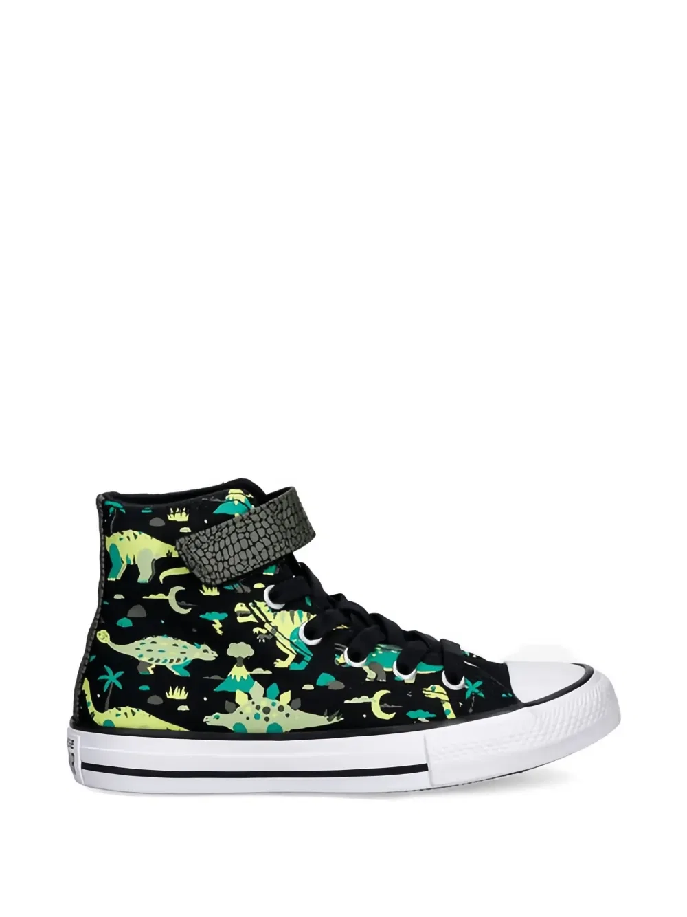 Высокие кроссовки с принтом динозавров Converse Kids, черный — фото 2