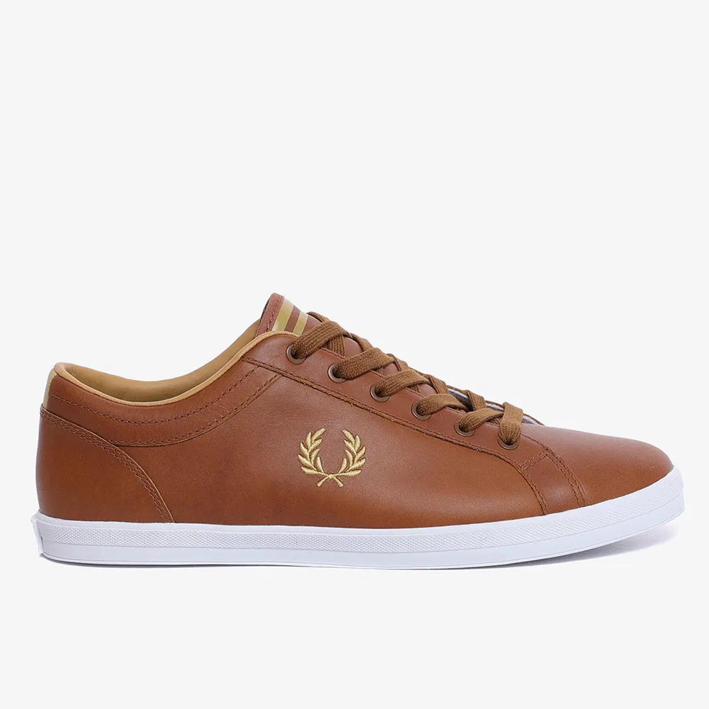 Мужские кожаные кроссовки Baseline от Fred Perry, цвета Tan/Champagne