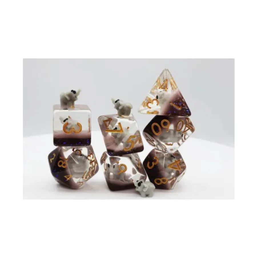 

Набор Poly — Слон с золотом (7), Dice Sets - Resin/Acrylic - Blue, Green, & Purple (Foam Brain Games)