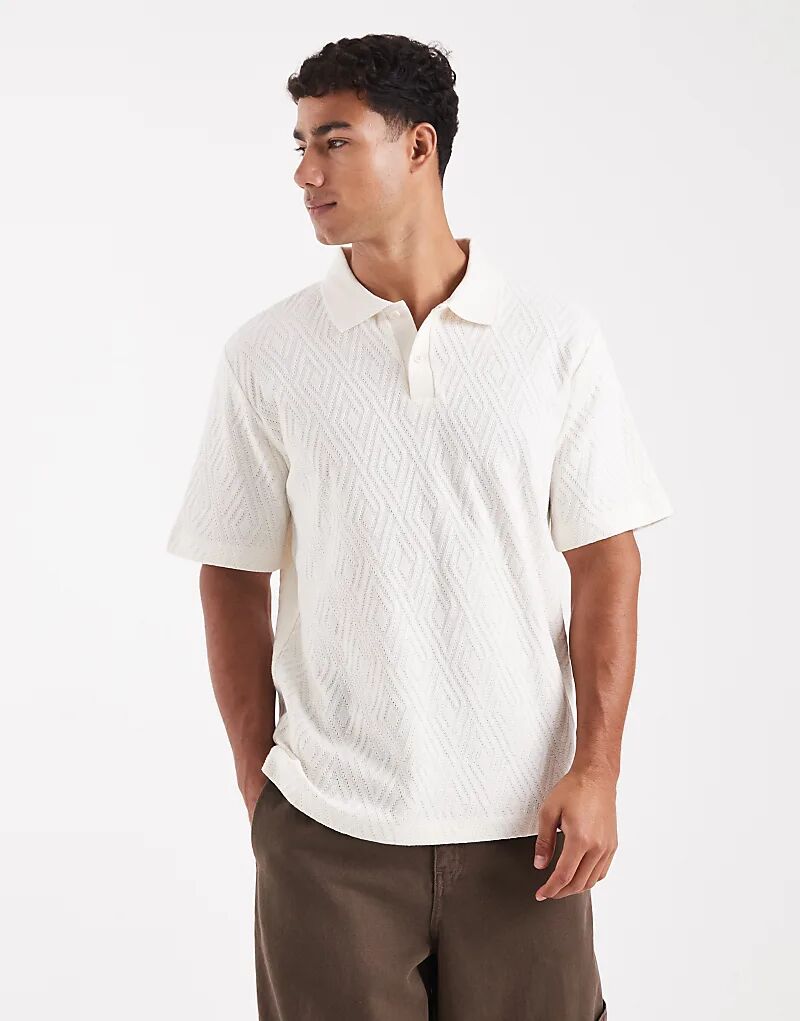 

Трикотажное поло Jack & Jones премиум-класса с короткими рукавами кремового цвета