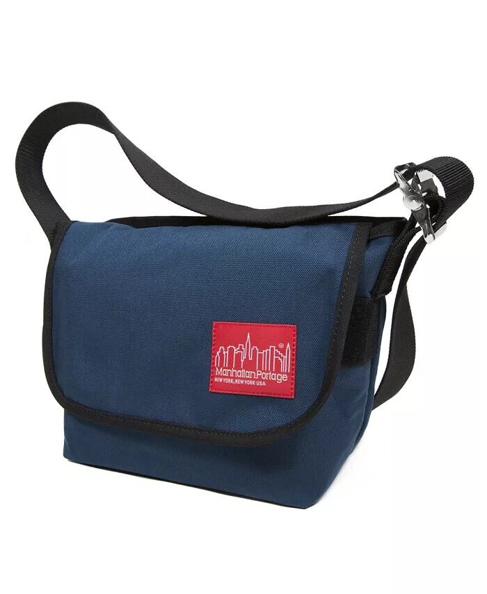 

Маленькая сумка-мессенджер в елочку Jr Manhattan Portage, синий
