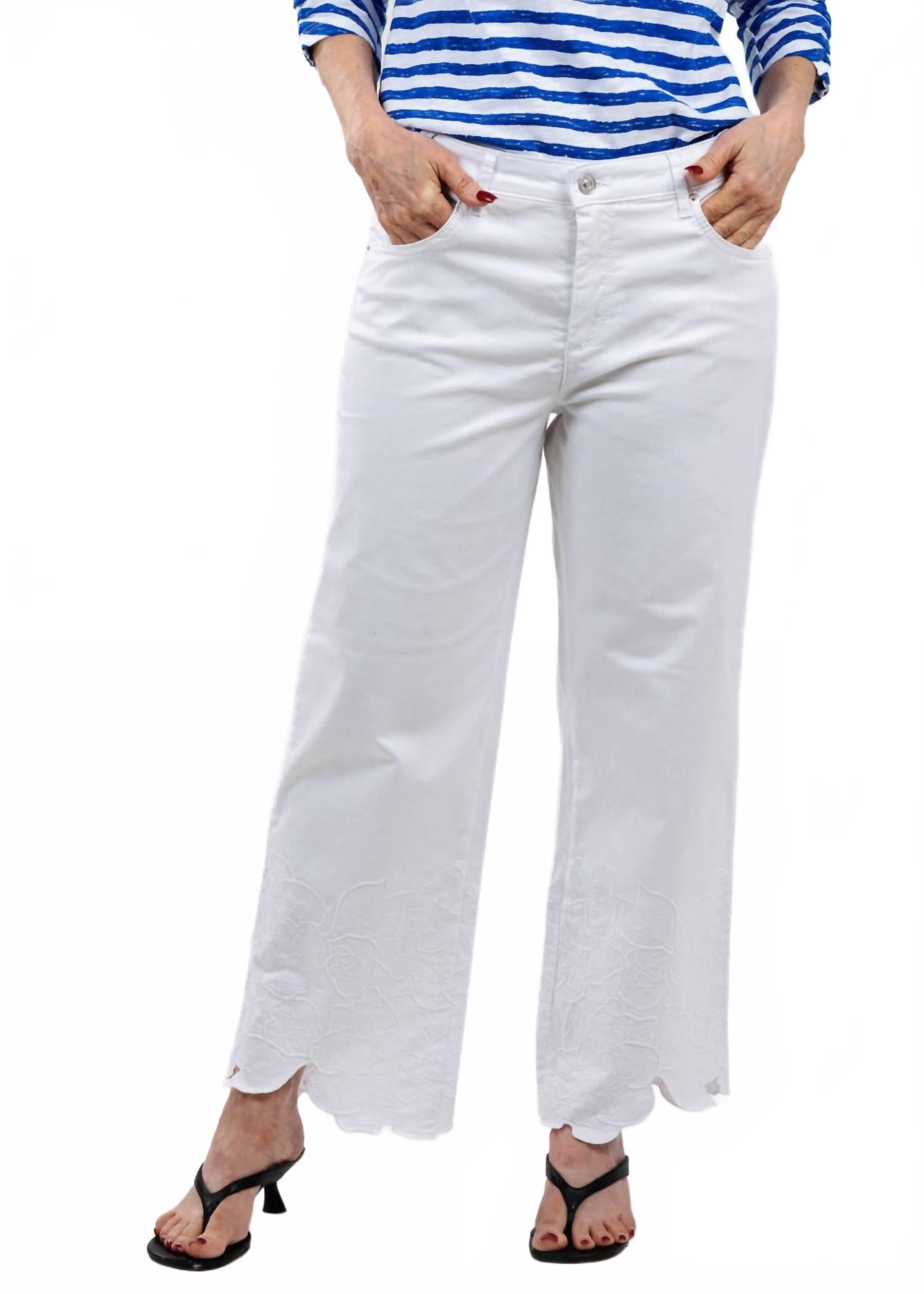 

Белые укороченные брюки с цветочным принтом Chiara Crop MAC