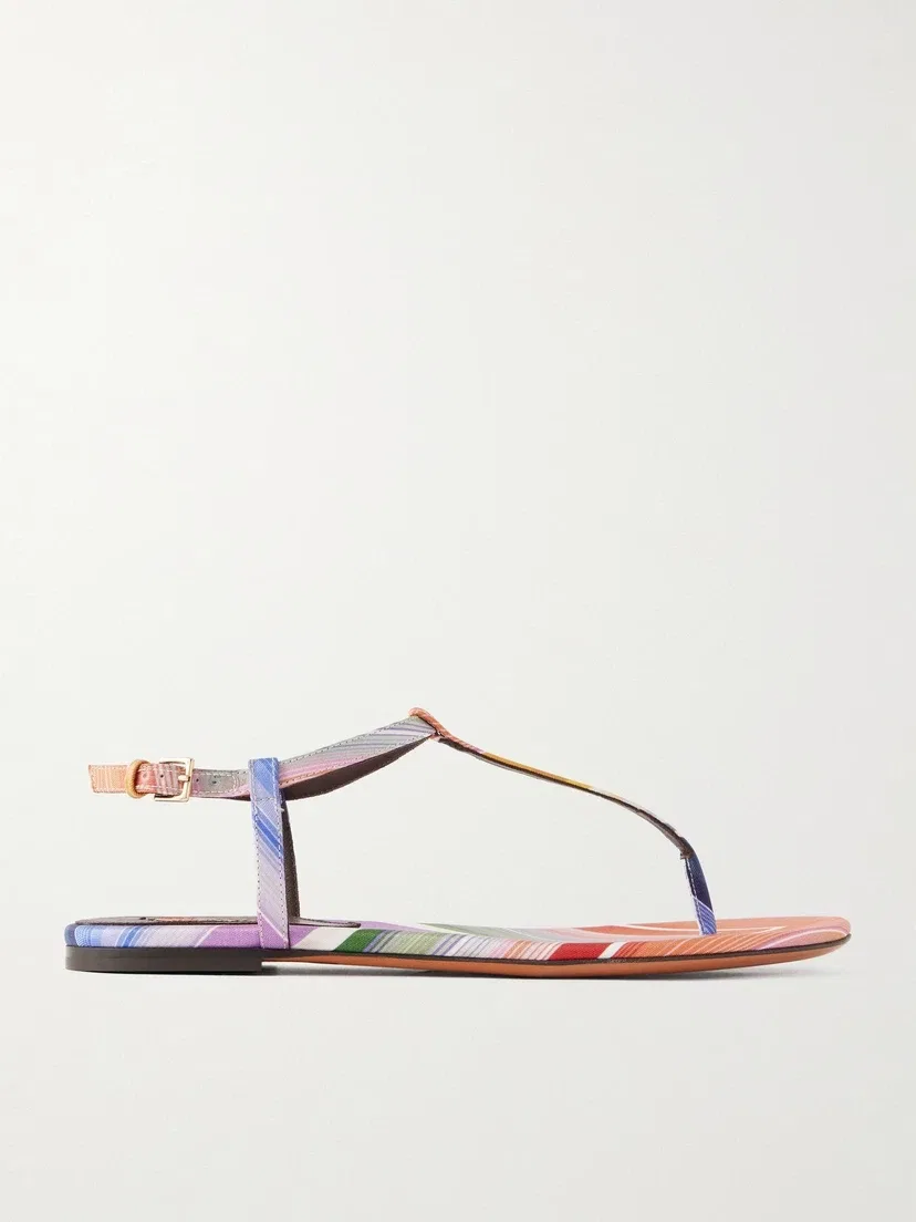 Сандалии из саржевой ткани в полоску Leen Missoni, мультицвет
