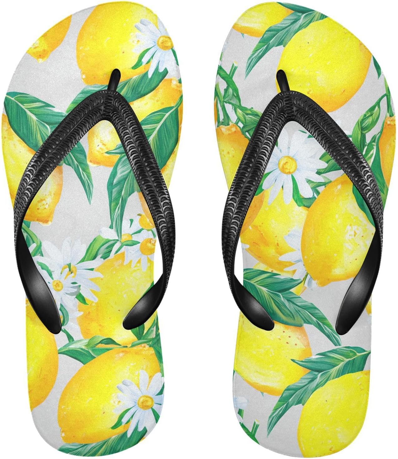 

Шлепанцы серого цвета с рисунком лимонных листьев, пляжные сандалии-вьетнамки, резинескользящие летние тапочки для женщин и мужчин Sinestour