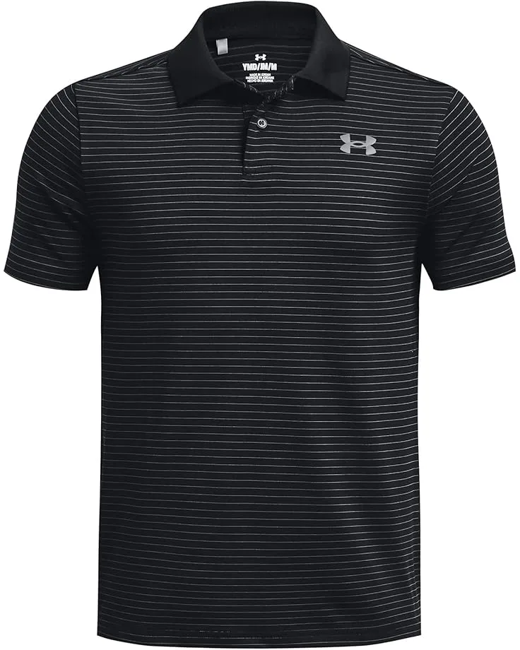 Поло Under Armour Kids Matchplay Printed Golf Polo (Big Kids), Black/Pitch Gray/Pitch Gray