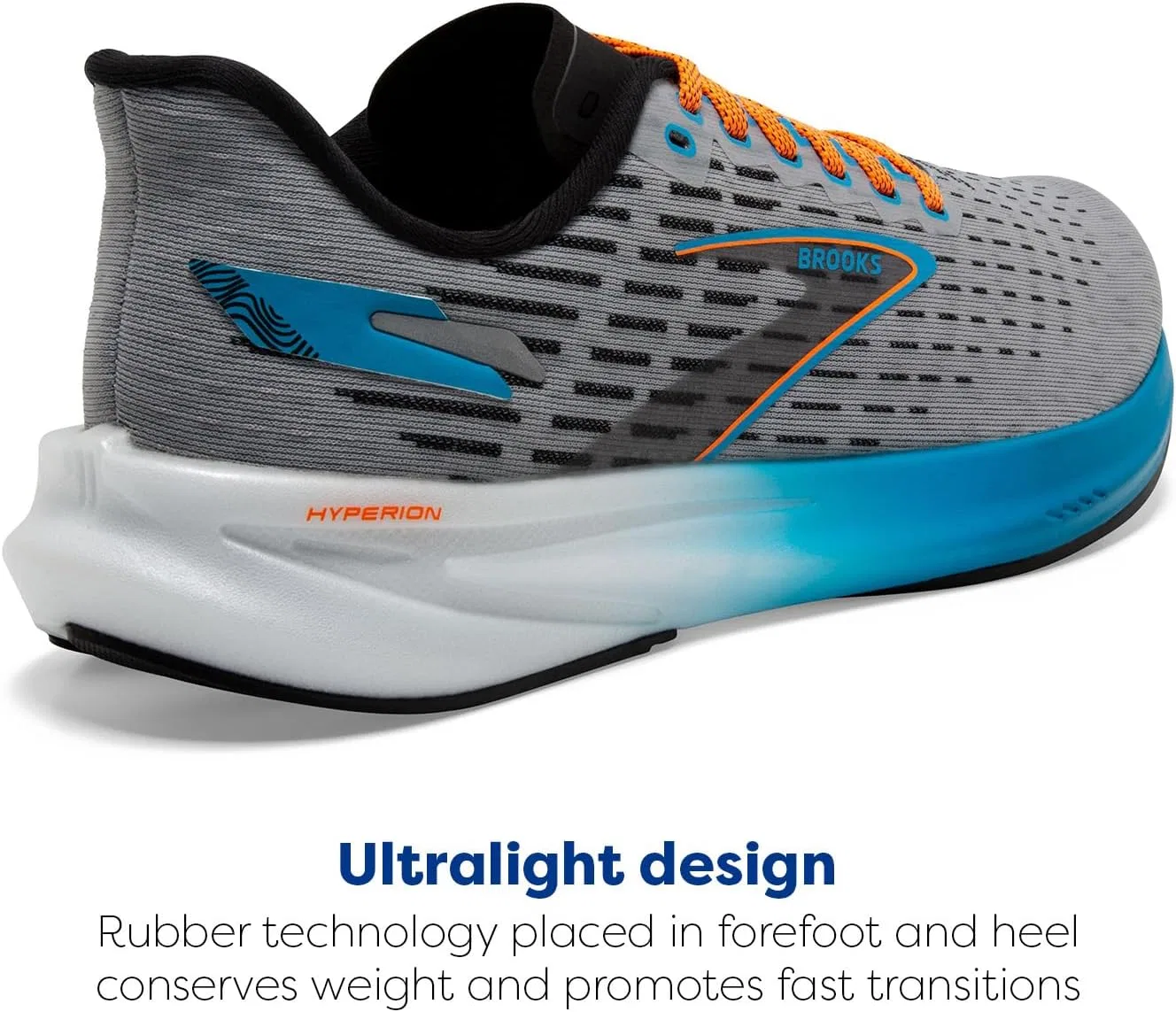 Мужские кроссовки Brooks Hyperion, Grey Atomic Blue Scarlet — фото 4