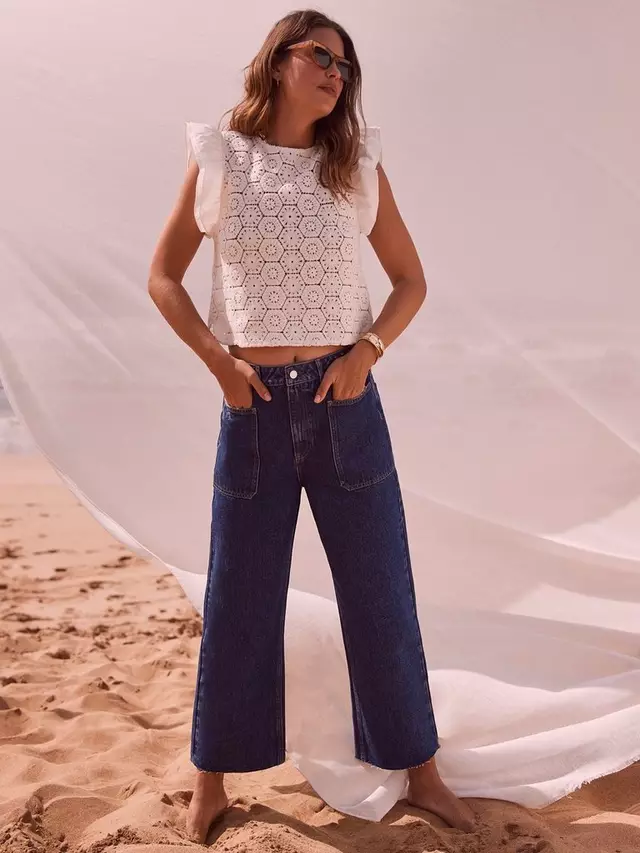 

Джинсы Mint Velvet Crop Wide Leg, синий