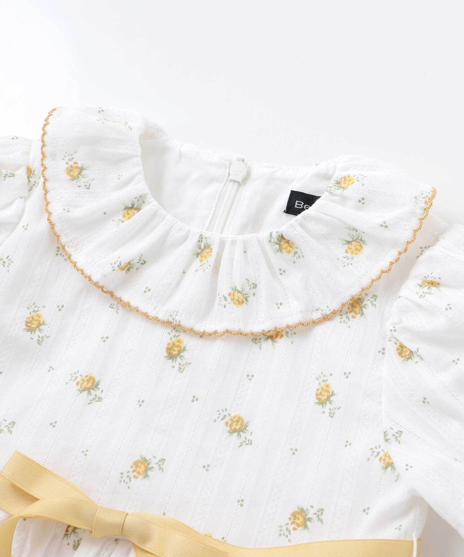 Платье с цветочным принтом, оборками и пышными рукавами (80-100 см) в тон BeBe, Yellow — фото 4