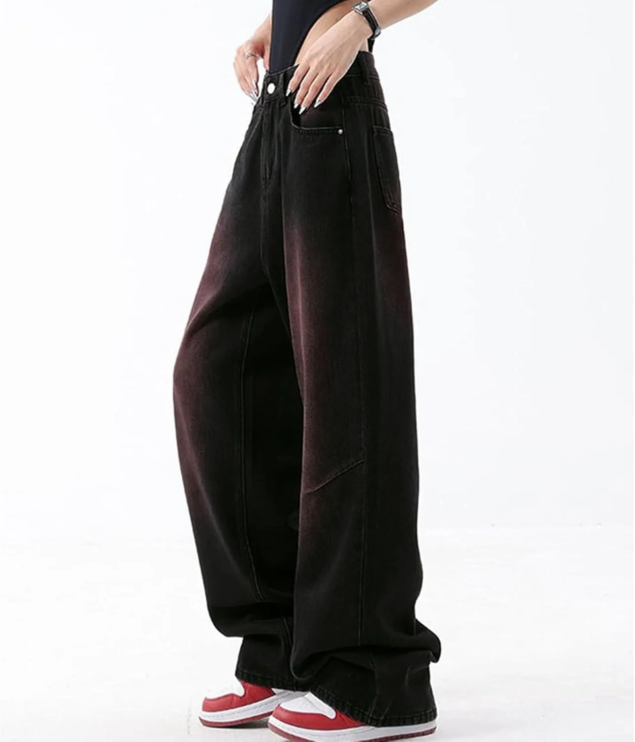 Женские мешковатые джинсы Vintage Wide Leg Denim Pants Casual Loose Fit High Waist — фото 4