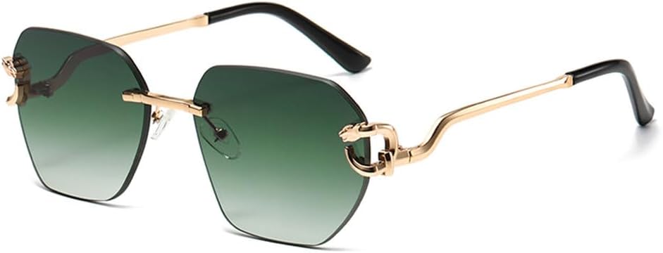 

Модные мужские солнцезащитные очки неправильной формы, без оправы, с металлическими дужками в стиле «леопардовый принт», зеркальные дужки, стильные и универсальные MUTYNE, Gradient Green