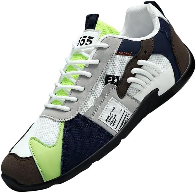 

Мужские ретро кроссовки с дышащей сеткой - зеленый и бежевый, с нескользящей подошвой, всесезонные повседневные туфли с текстильной подкладкой и круглым носком для ежедневного комфорта Clolinde