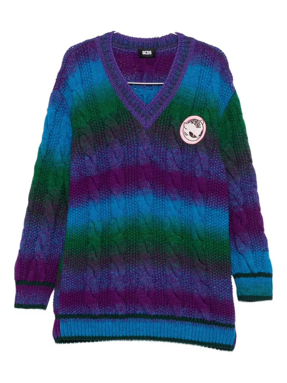 

Вязаный свитер с V-образным вырезом GCDS, синий