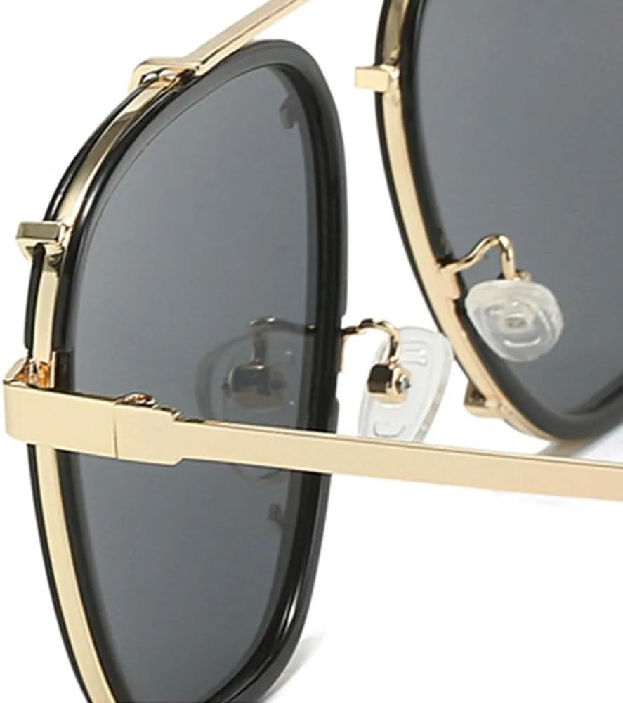 

Солнцезащитные очки женские, зеркальные, ретро, ​​солнцезащитные очки для мужчин, роскошные винтажные, с заклепками, женские, черные, SUN3433 Generic, C6bluepink