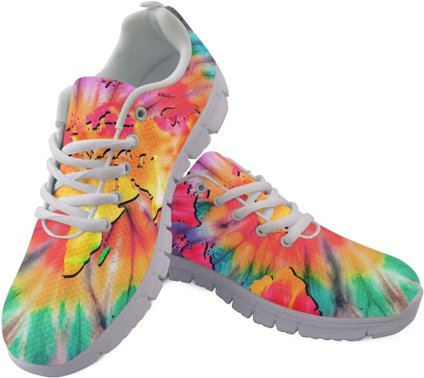 

Мужские кроссовки AmzPrint для походов, бега и ходьбы с принтом, World Map-tie Dye