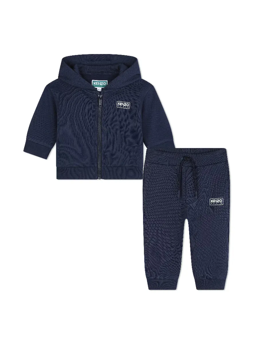 

Комплект для мальчика из толстовки и штанишек из 100% хлопка Kenzo Kids, темно-синий