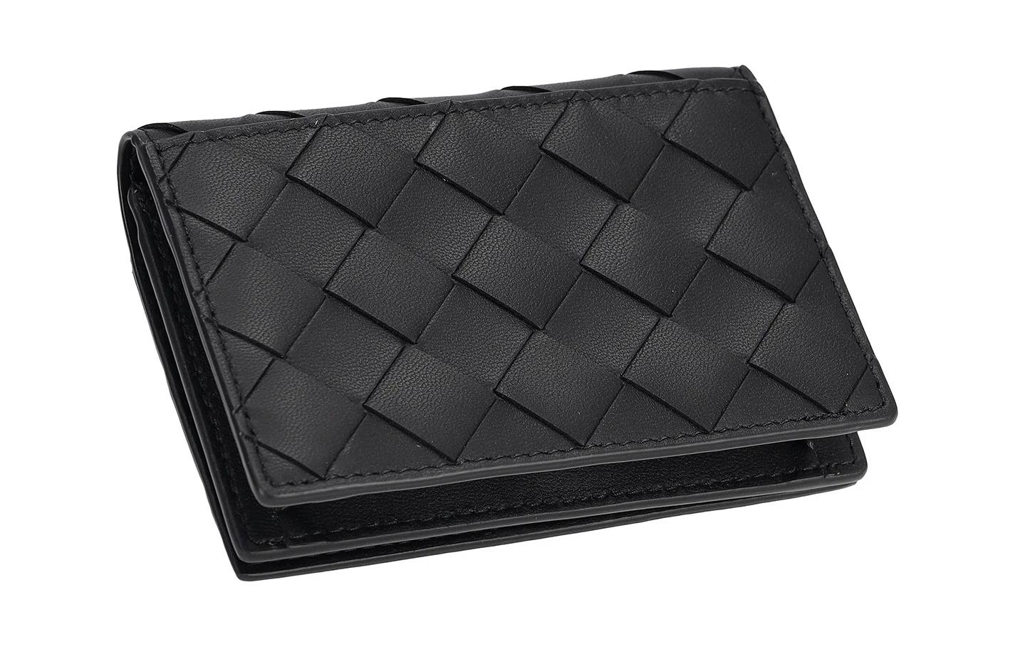 

Bottega Veneta Женский бумажник из ягненка интреччато черный
