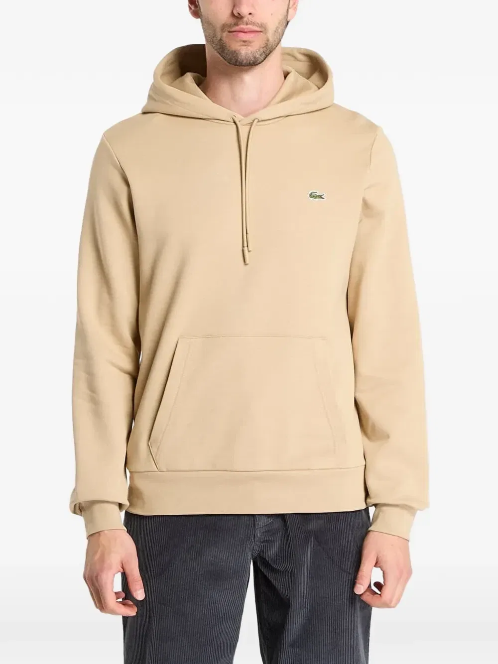 Худи с кулиской и логотипом Lacoste, бежевый