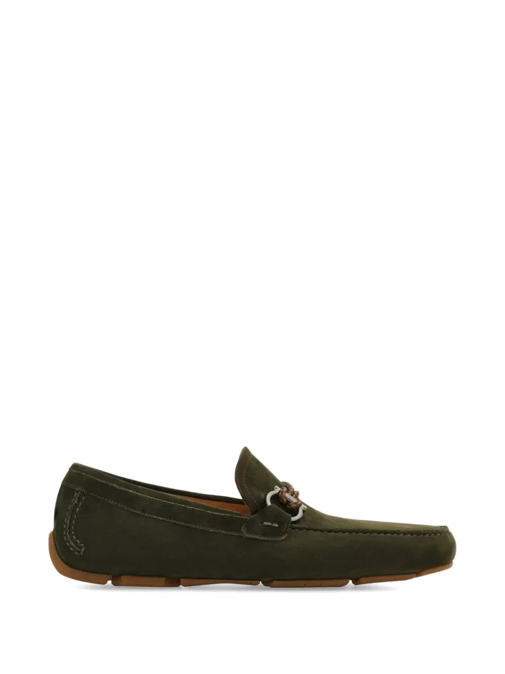 Лоферы с плетеным ремешком Gancini Ferragamo, зеленый