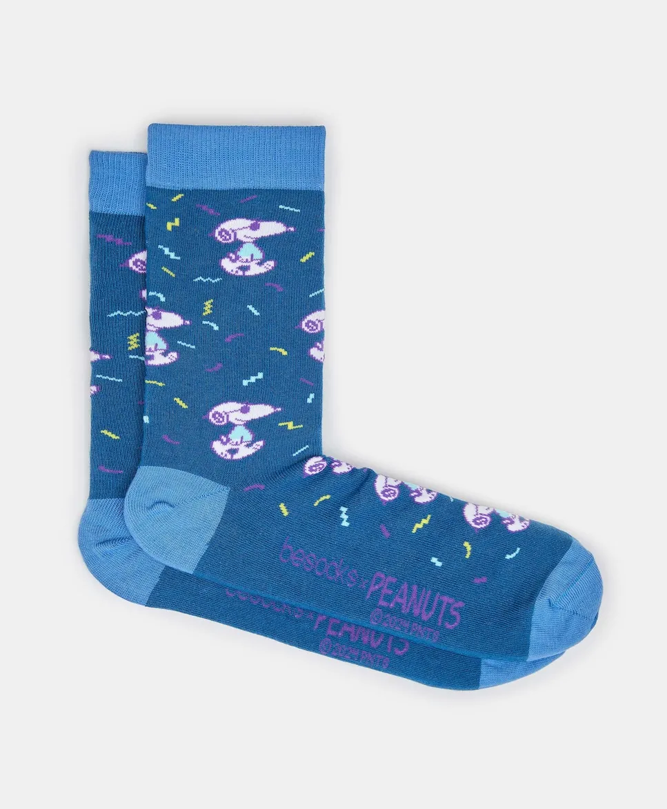 

Синие высокие унисекс носки Snoopy из органического хлопка Besocks