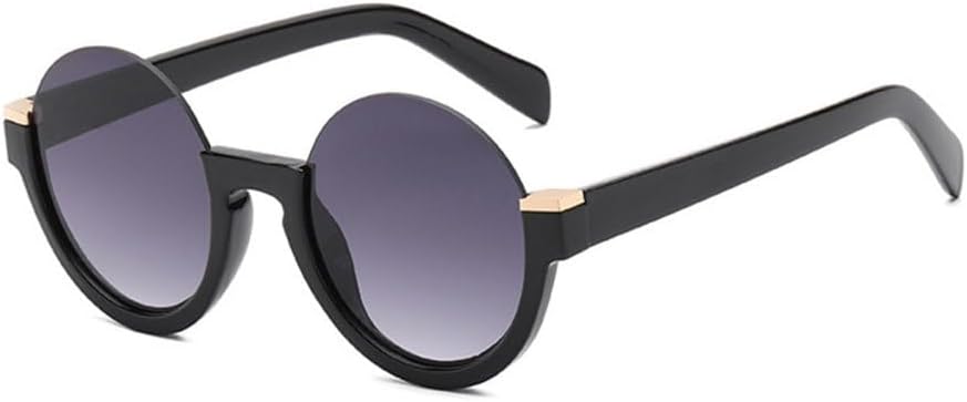 

2027 Модные полуободковые круглые солнцезащитные очки для женщин с градиентным линзовым покрытием, ретро-стиль, прозрачные линзы, оправа, защита от УФ-излучения UV400 MTZJH, Black Gray
