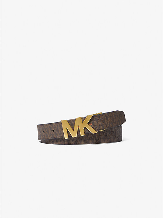 

Ремень с двусторонней пряжкой и фирменным логотипом Michael Kors, коричневый