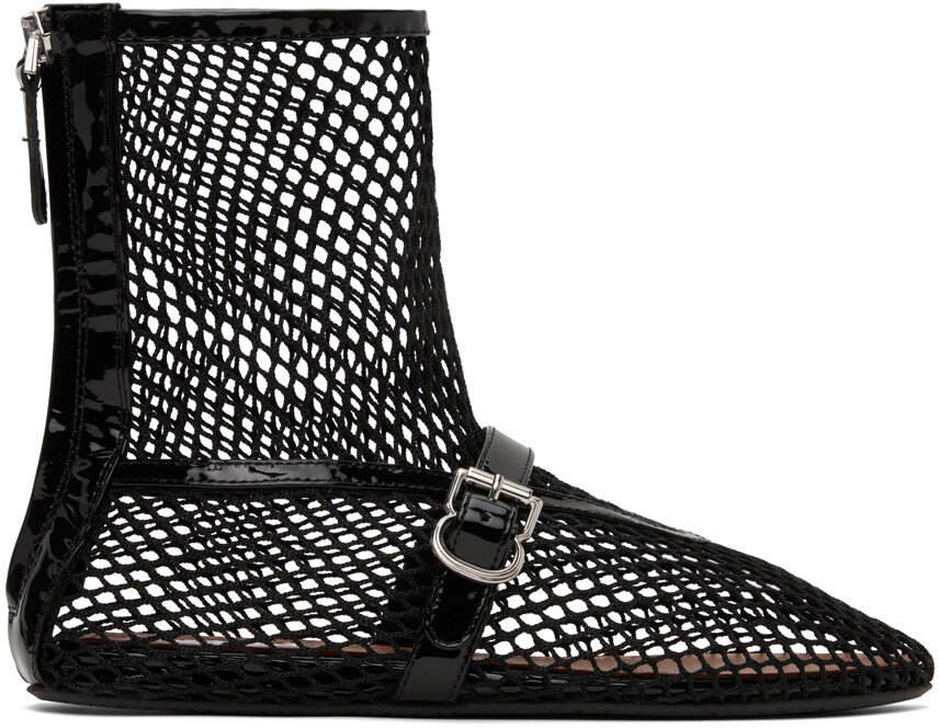 Черные высокие сапоги в сетку ALAÏA