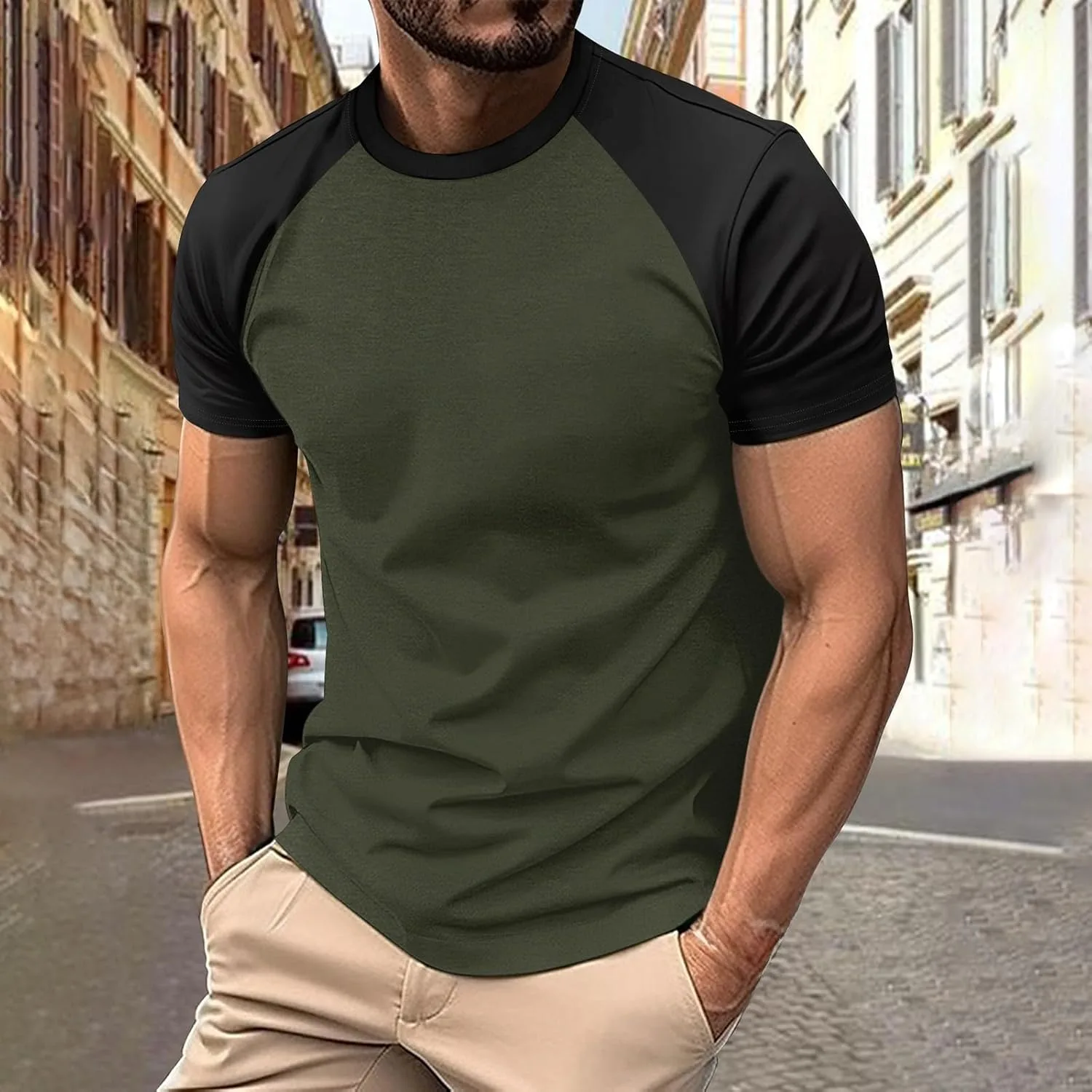 Мужская бейсбольная футболка Raglan с коротким рукавом — фото 2