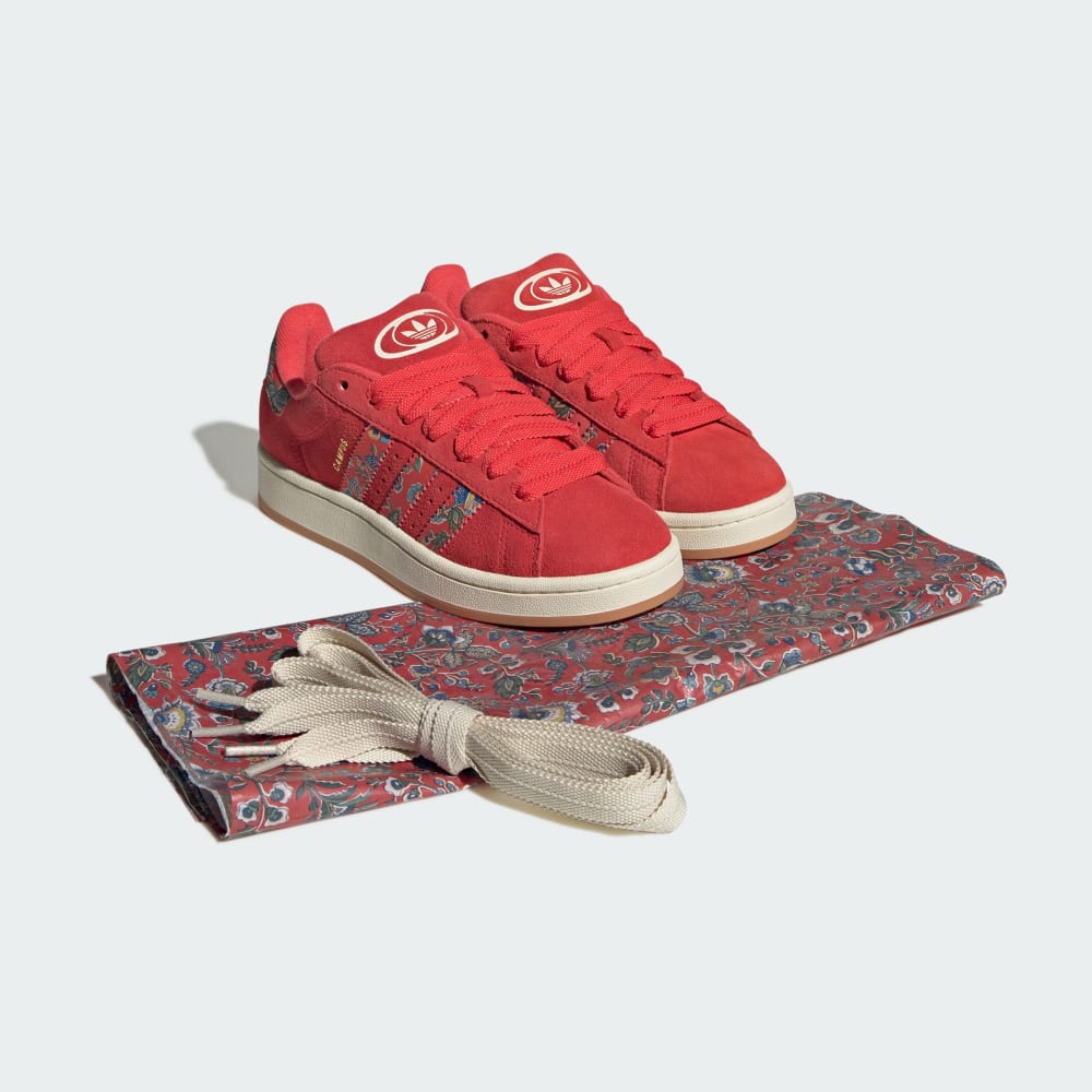 Кроссовки Adidas Campus 00s X Liberty London Shoes, цвет Semi Lucid Red/Cream White/Gold Metallic — фото 2