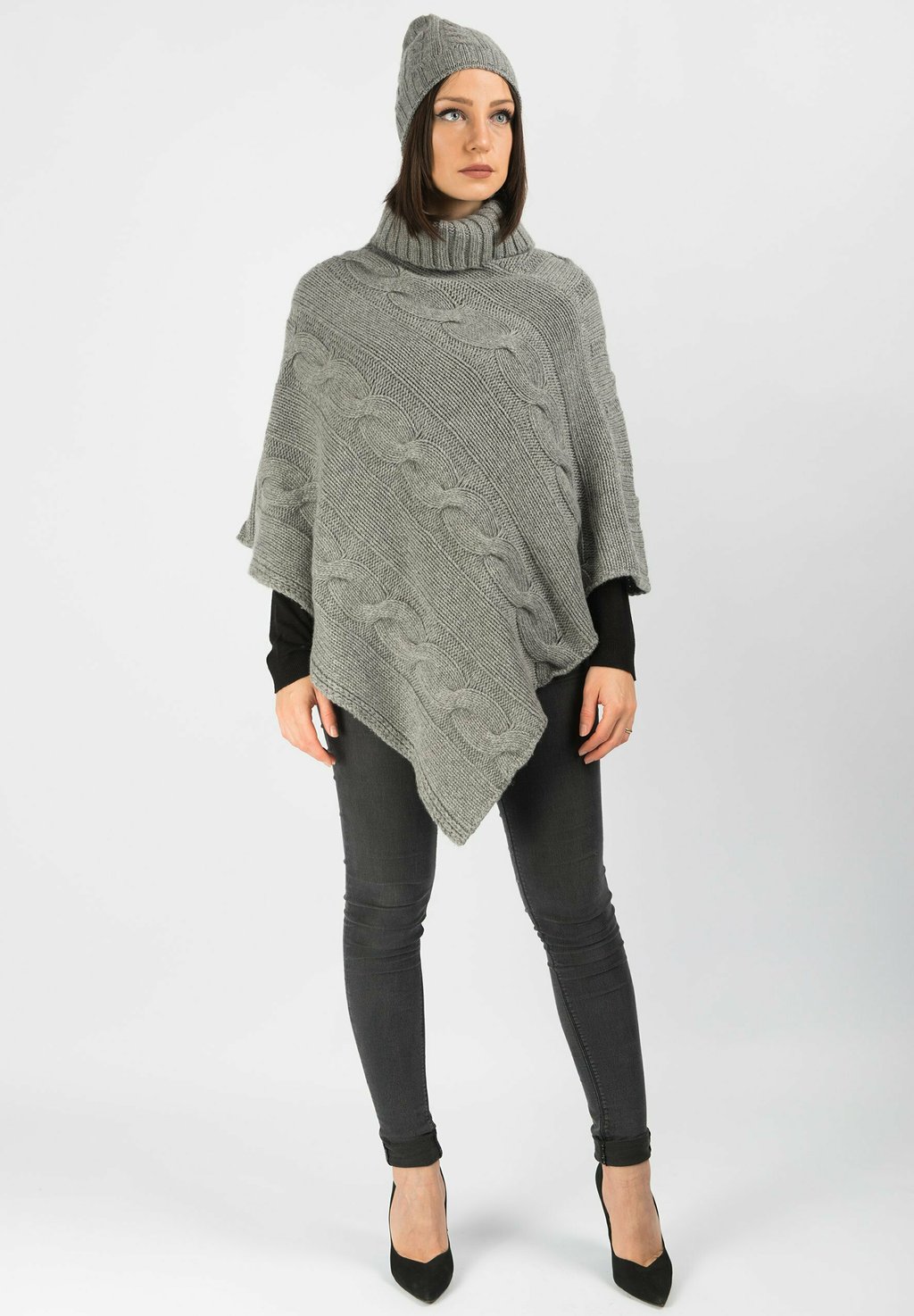 

Пончо BRAIDED PONCHO Dalle Piane Cashmere, серый