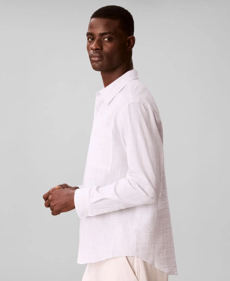 Мужская рубашка с длинными рукавами из жатого поплина Calvin Klein, Brilliant White — фото 3
