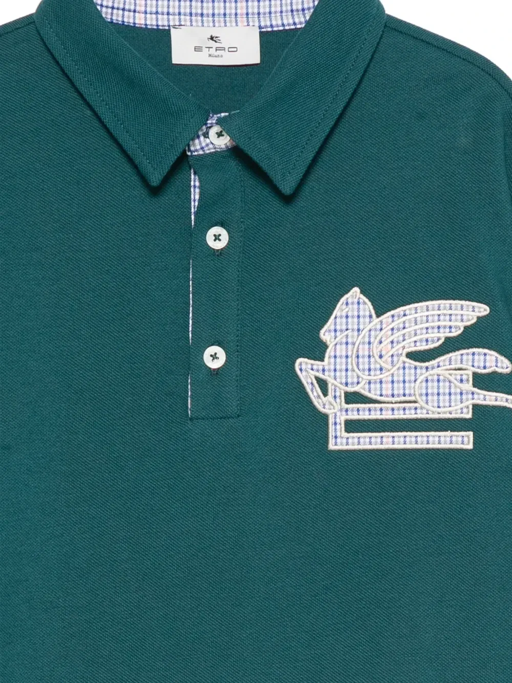 Футболка-поло с нашивкой Pegaso ETRO KIDS, зеленый — фото 3