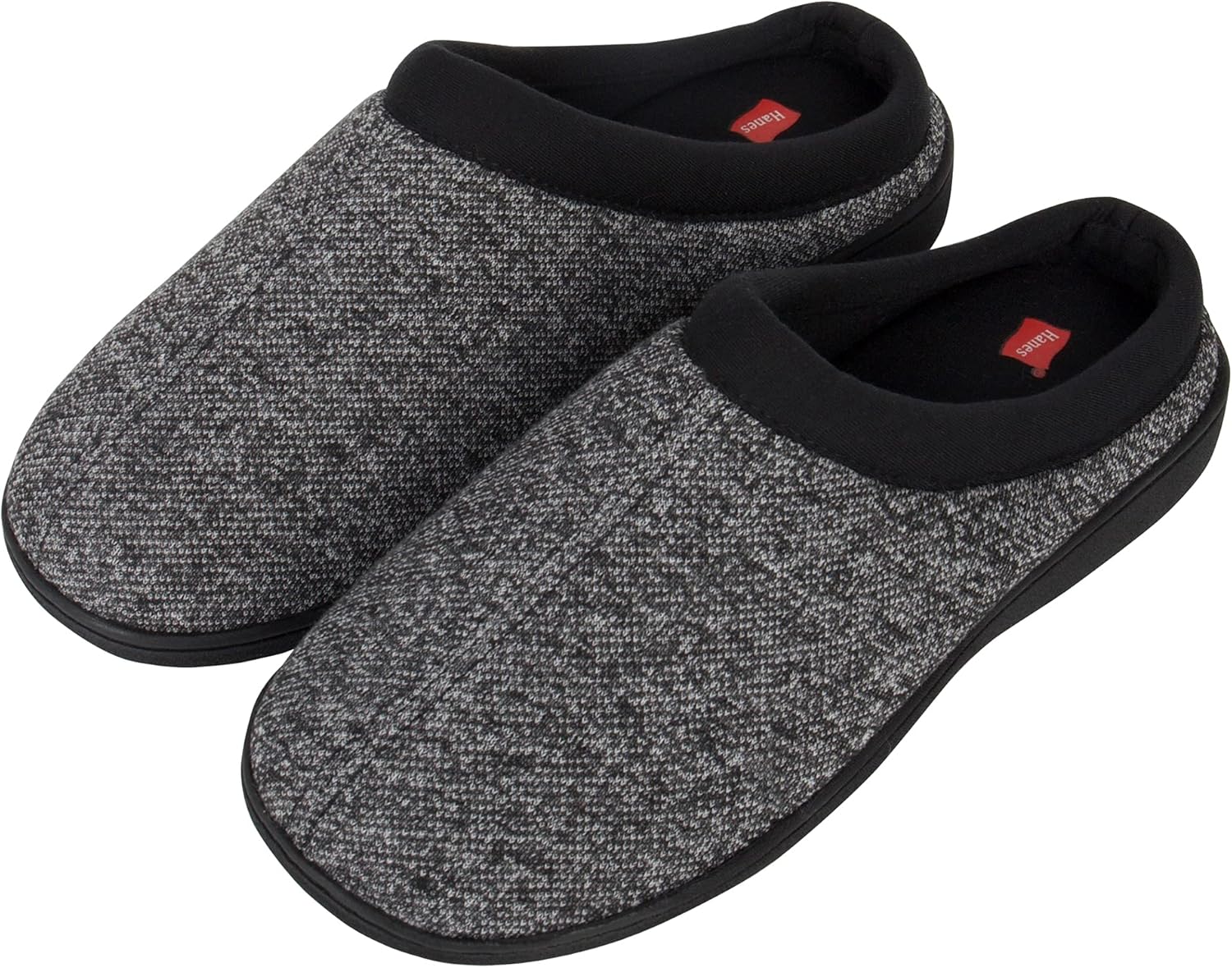 Мужские войлочные тапочки Hanes с подошвой из пены с эффектом памяти для дома и улицы, черный — фото 4