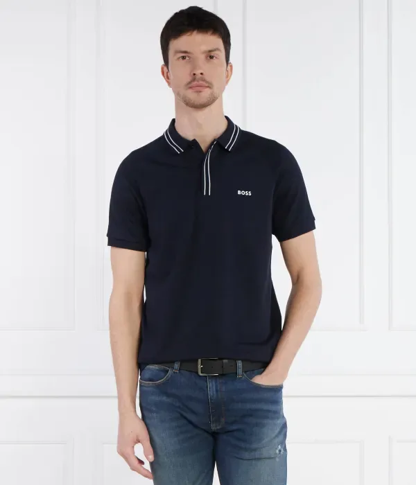 Поло Пауле 2 slim fit Boss Green, темно-синий — фото 3