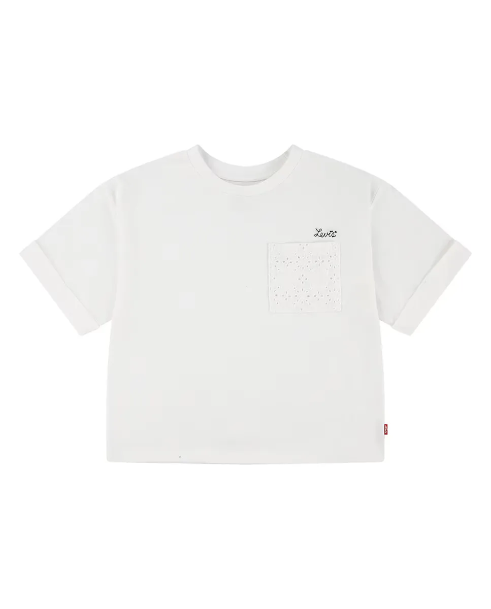 

Levi's Meet and Greet Футболка с закатанными манжетами для девочек, белый