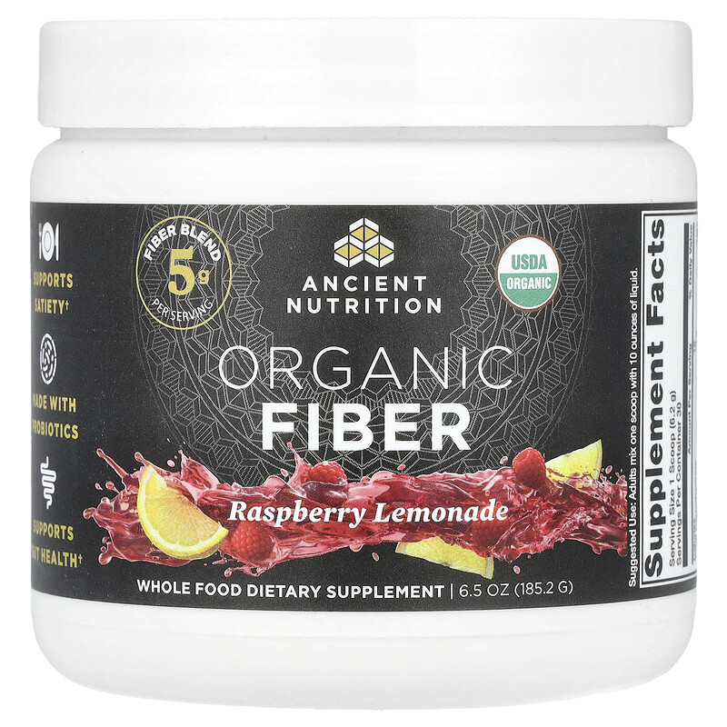 

Ancient Nutrition, Органическая клетчатка, малиновый лимонад, 185,2 г (6,5 унции)