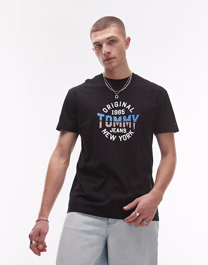 

Футболка Tommy Jeans с принтом в виде круга США черного цвета