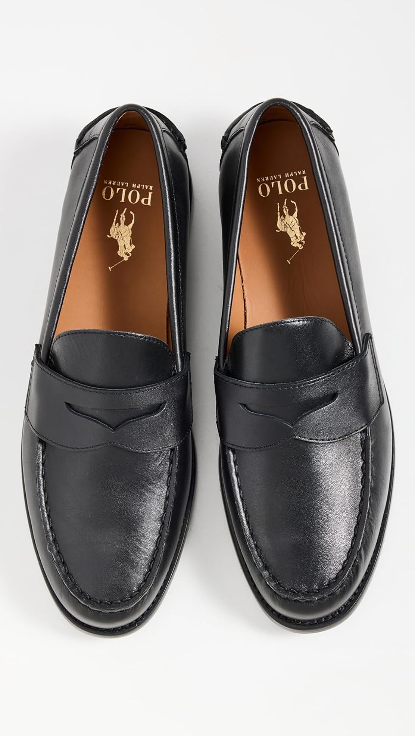 POLO RALPH LAUREN Men's Alston Leather Penny Loafers, Black — фото 2